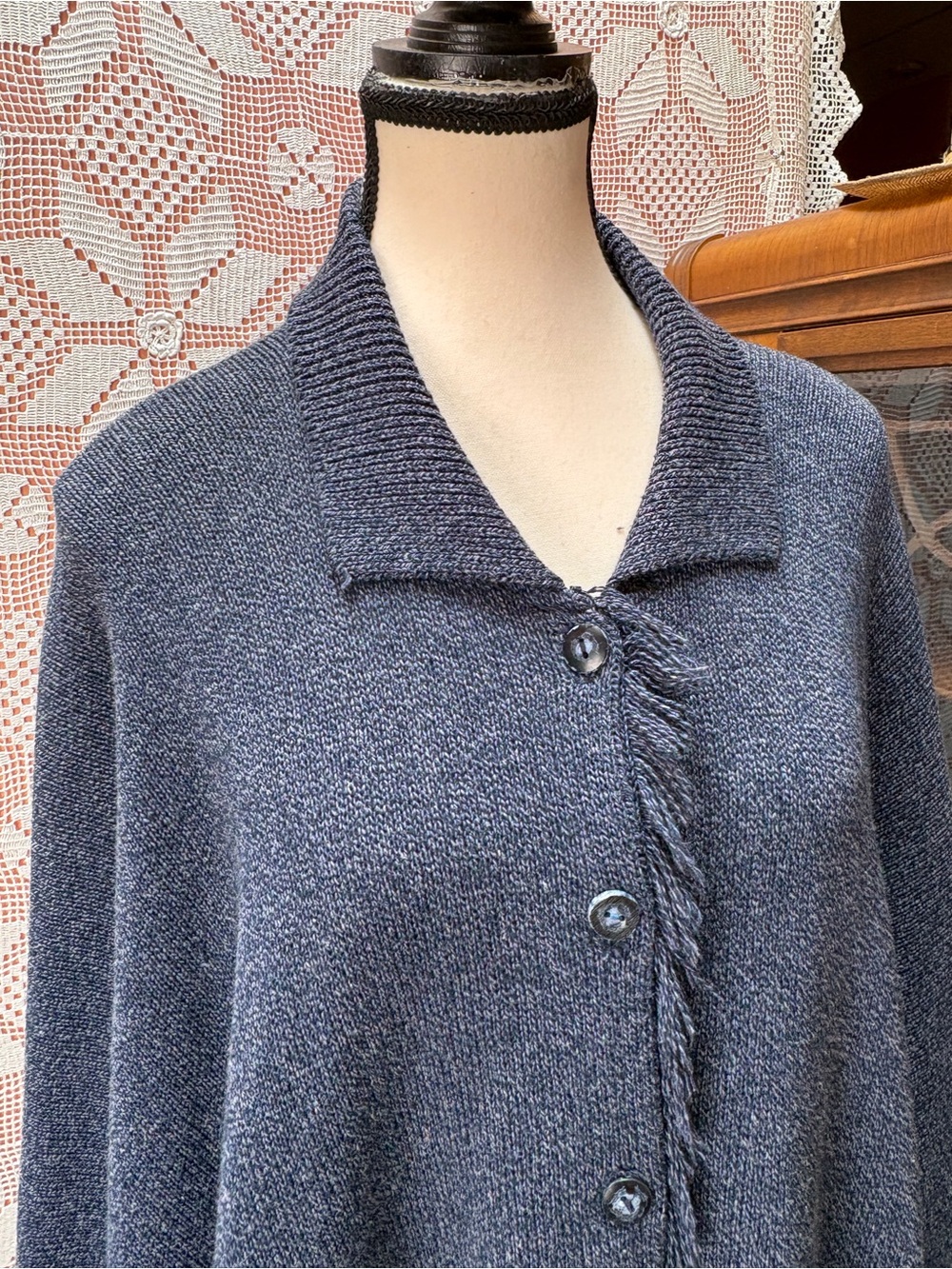 Vintage Holt Renfrew Sport Cotton Poncho Cardigan - Picture 3 of 8